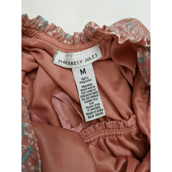 SINCERELY JULES Summer Dress Strap Sleeve Elastic Chest Sz M Pink Pastel Floral - Picture 4 of 7